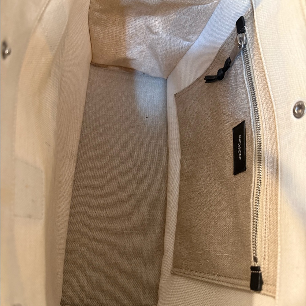 Saint Laurent Rive Gauche Tote - Black, Cream, and Tan - Picture 11 of 15